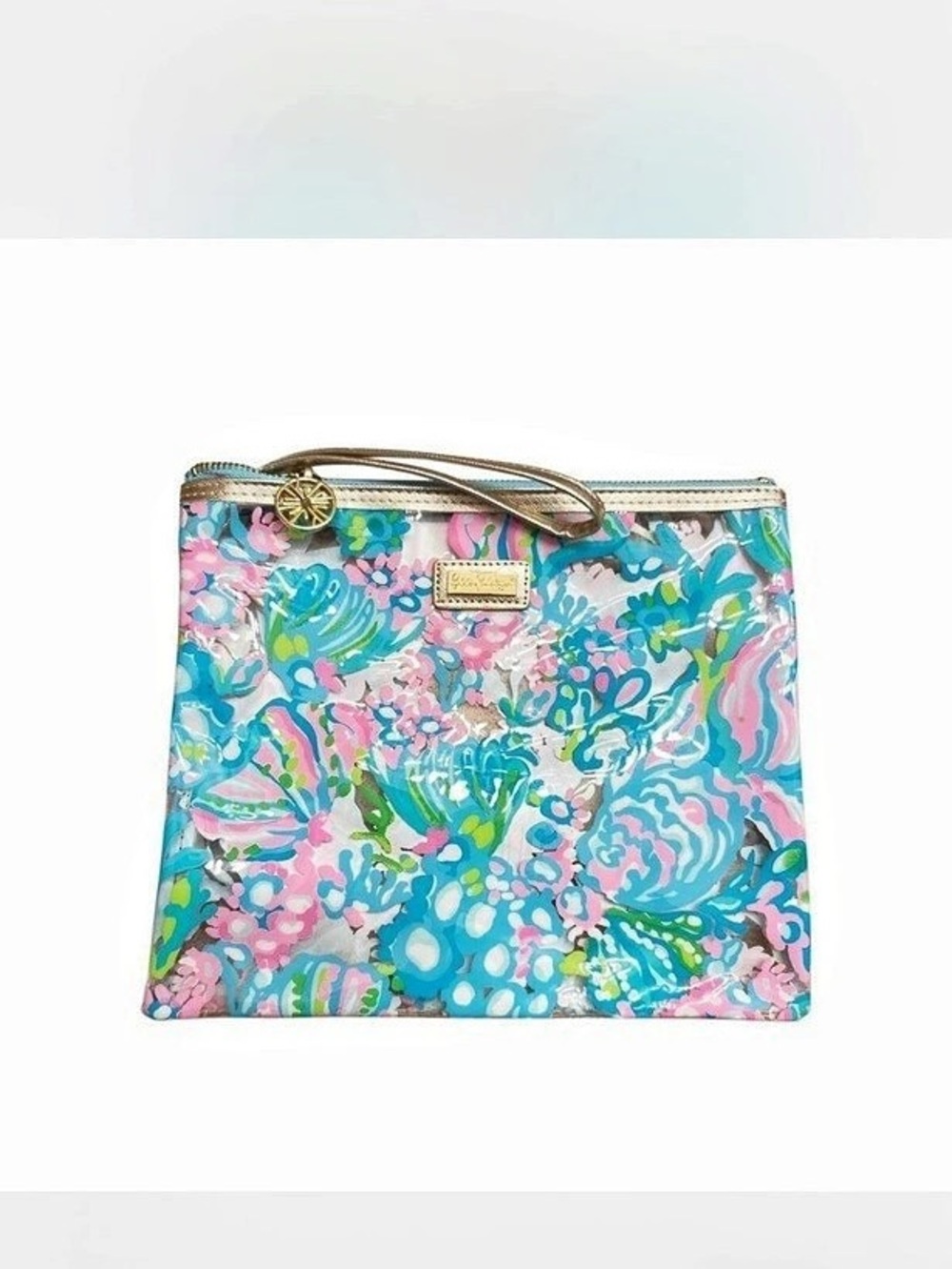 Lilly Pulitzer Floral Water Resistant Wristlet Pouch with in Coozie